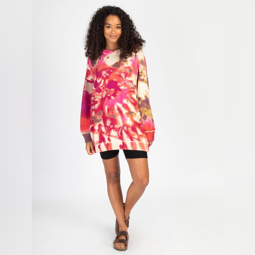 Natural Life Taylor Oversized Sweatshirt Pink Tie Dye